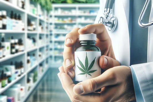 Lääkäri pitelee kannabisöljypulloa