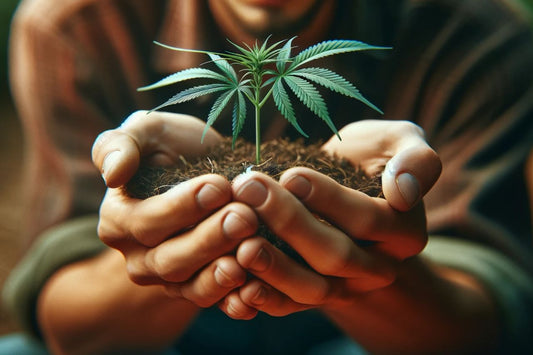 Mies pitelee kannabiskasvia