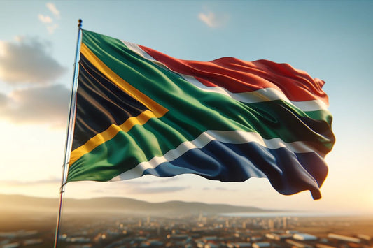 Etelä-Afrikan lippu heiluu