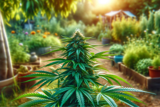 Kannabiskasvi puutarhassa