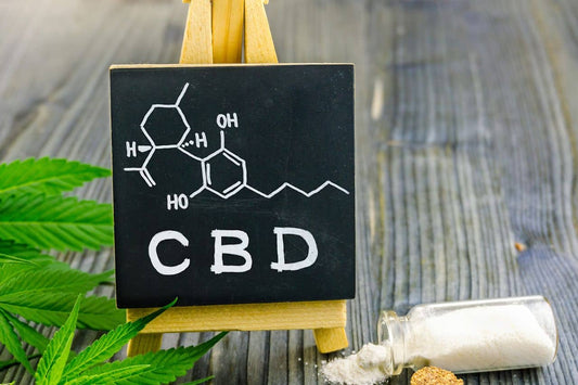 CBD kemiallinen rakenne ja lehdet