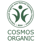COSMOS Luomulogo vihreällä ja valkoisella värillä mustalla pohjalla