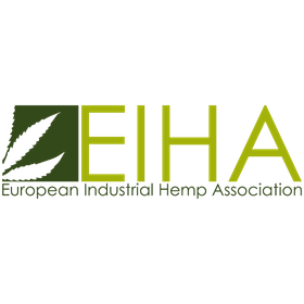 Euroopan teollisuushamppuyhdistyksen (EIHA) logo, jossa on vihreän lehden symboli ja organisaation nimi.